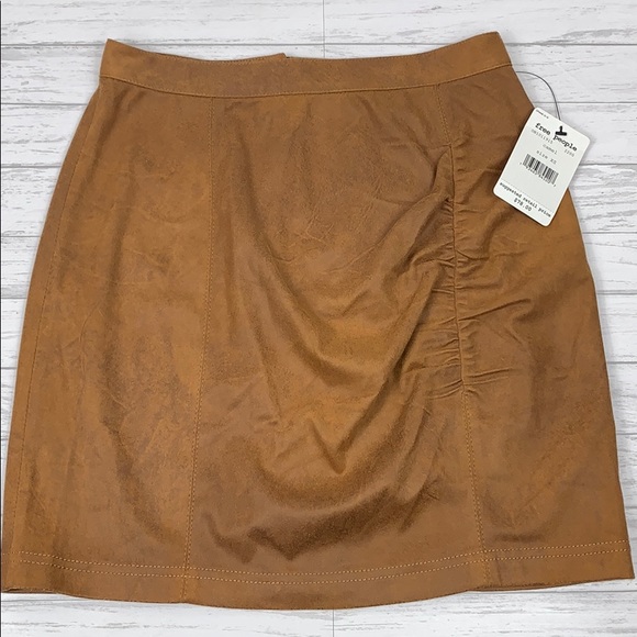 Free People Rumi Ruched Faux Leather Mini Skirt - Picture 2 of 5